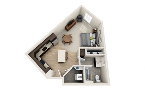 Floor plan for studio, 1 bath, 610 sqft